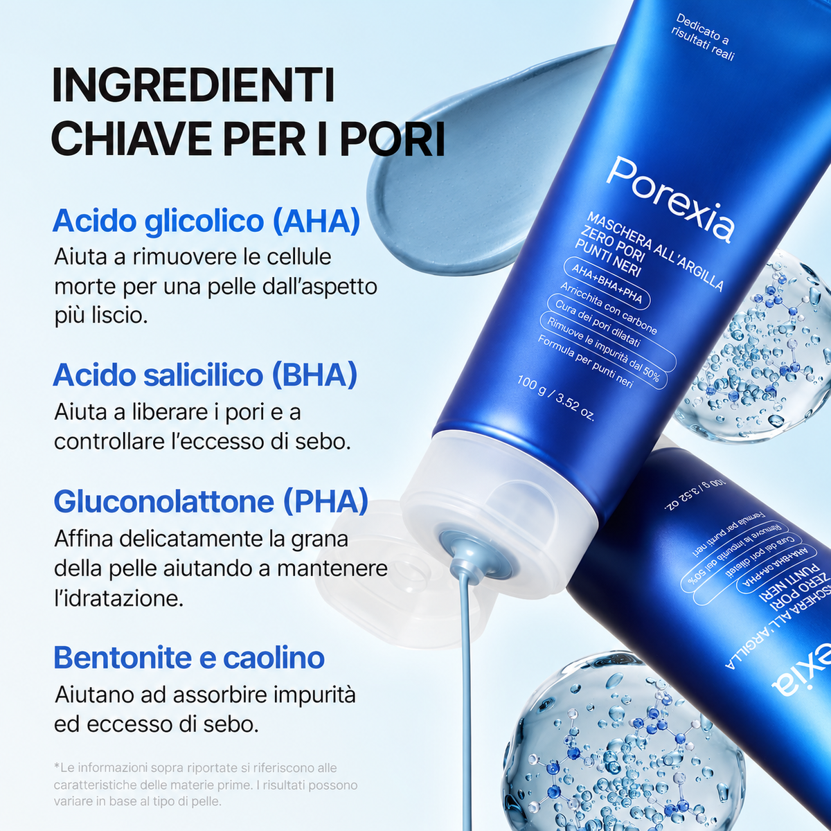 Maschera Zero Pori & Punti Neri Porexia™